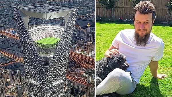 How 50 MILLION people were fooled by a Saudi Arabia World Cup skyscraper stadium video that turned out to be an AI hoax, cost 35p to create and was made in two minutes by a man in bed on his phone